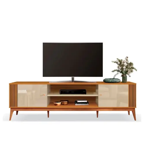 Rack Bancada Legacy 2.0 EDN 22104 Para TV Ate 75" Polegadas Off White/Cedro