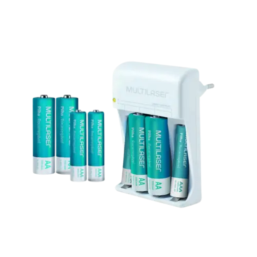 Carregador De Pilhas Multi AA/AAA+ 8 Pilhas Branco
