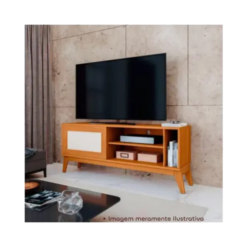Rack Bancada EDN Cayman Para TVs Ate 55" 1 Porta Cedro