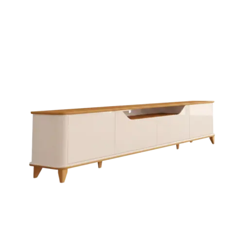 Rack Bancada EDN Aron 2,40m Para TV's de Ate 75" Off White Cedro