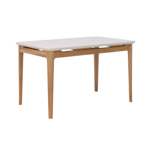 Mesa De Jantar Cimol Baoba Natuame 1,30 Tampo De Vidro Madeira Tauari Off White