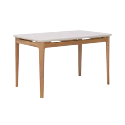 Mesa De Jantar Cimol Baoba Natuame 1,30 Tampo De Vidro Madeira Tauari Off White