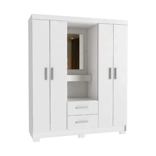 Roupeiro Delicatto Capela 4 Portas 2 Gavetas Branco