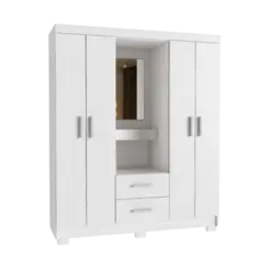 Roupeiro Delicatto Capela 4 Portas 2 Gavetas Branco