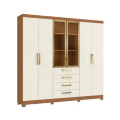 Roupeiro Kappesberg 6 Portas 4 Gavetas Externas Com Pes Off White Canela