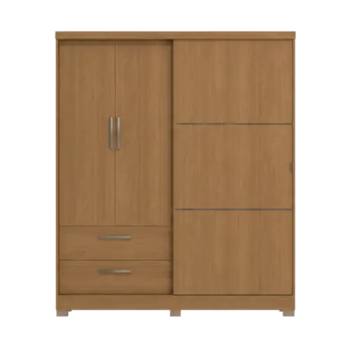 Roupeiro Kappesberg 3 Portas 2 Gavetas com Pe Canela