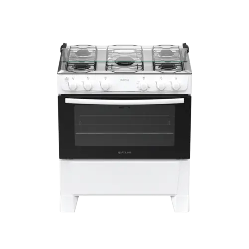 Fogao Atlas Milao Plus 5 Bocas com Mesa Inox Branco Bivolt