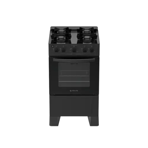 Fogao Atlas Milao Glass 4 Queimadores com Mesa de Vidro Preto Bivolt