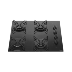 Cooktop Atlas 4 Queimadores Milao Chama Gas Preto Bivolt