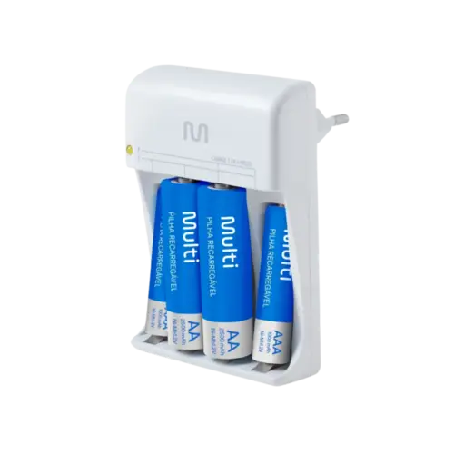 Carregador De Pilhas Multilaser Aa/Aaa 2 Pilhas Aa 2500Mah 2 Pilhas Aaa Branco