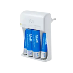Carregador De Pilhas Multilaser Aa/Aaa 2 Pilhas Aa 2500Mah 2 Pilhas Aaa Branco